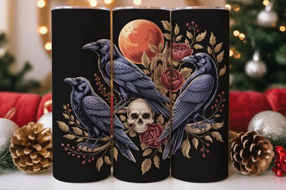 Gothic Raven Floral Skull Tumbler Design Review