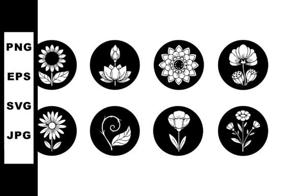 Set of Eight Simple Black and White Flor Review