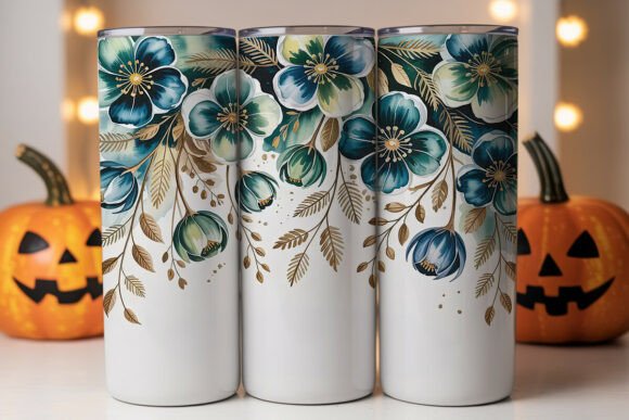 Teal Blue Gold Floral 20oz Tumbler Review